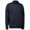 Sort sweatshirt med lynlås, stående alene på en hvid baggrund.