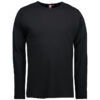 Sort langærmet T-shirt med rund hals, mærket "ID" på indersiden ved kraven. Står alene på en hvid baggrund.