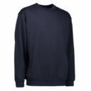 Sort sweatshirt med lange ærmer, ingen synlige mønstre eller logoer. Aftappet halsudskæring. Enkel og ensfarvet i design. Placeret på en hvid, tom baggrund.