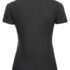 Sort T-shirt med korte ærmer, set bagfra. T-shirten er enkeltfarvet uden mønster eller tekst. Den har en nedfoldet krave og er figursyet.