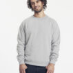 En mand iført en grå sweatshirt står afslappet med hænderne delvist i lommerne mod en hvid baggrund. Tekst: "Neutral® Certified Responsibility™".