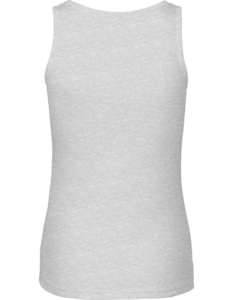 Grå tanktop vises fladt mod en hvid baggrund, betragtet fra bagsiden, uden tekst eller særlige detaljer.