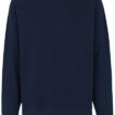 Mørkeblå sweatshirt med lange ærmer og rund hals. Tekst på indersiden af kraven siger "Neutral". Ingen mønstre eller andre detaljer. Baggrund er hvid og almindelig.