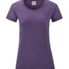 heather purple Fruit of the loom lady t-shirt med tryk