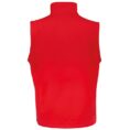 Rød ærmeløs vest med høj halskrave, set bagfra. Den står i en neutral hvid baggrund.