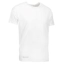 Hvid t-shirt står oprejst uden synlig baggrund. Tekst "GEYSER" er trykt nederst til venstre på trøjen.