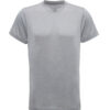Grå T-shirt med korte ærmer, ligger fladt vises forfra, uden nogen påskrift eller logo, placeret på en neutral hvid baggrund.