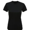 Sort T-shirt vist forfra mod en hvid baggrund. Kortærmet og rund halsudskæring uden synlige designs eller tekst.