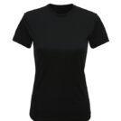 Sort T-shirt vist forfra mod en hvid baggrund. Kortærmet og rund halsudskæring uden synlige designs eller tekst.
