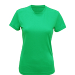 En grøn T-shirt er præsenteret stående uden synlige omgivelser.