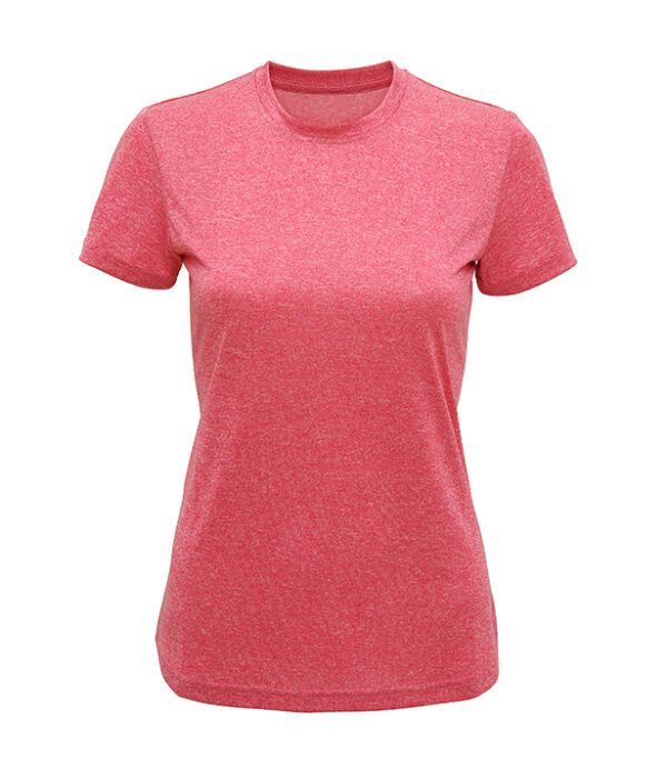 TR020_PINK-MELANGE_ Rød t-shirt vises forfra på en hvid baggrund.