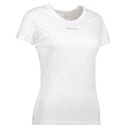 Hvid, kortærmet T-shirt med mærket "GEYSER" på brystet. T-shirten har et simpelt design og vises mod en hvid baggrund.