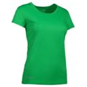 Grøn t-shirt vises mod en hvid baggrund. Skjorten er kortærmet med rund hals. Teksten "RESSER" er synlig nederst i venstre hjørne.