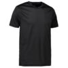 Sort kortærmet t-shirt med v-hals, præsenteret på hvid baggrund. Ingen synlige logoer eller billeder, ren og enkel design.