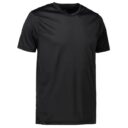 Sort kortærmet t-shirt med v-hals, præsenteret på hvid baggrund. Ingen synlige logoer eller billeder, ren og enkel design.
