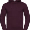 Bordeaux hættetrøje står uden nogen synlige mærker eller detaljer på en ensfarvet baggrund.