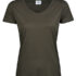 Luksus V-hals T-shirt Dame dark olive