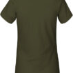 Grøn T-shirt set bagfra; kortærmet og ensfarvet; vises mod en hvid baggrund.