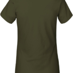 Grøn T-shirt set bagfra; kortærmet og ensfarvet; vises mod en hvid baggrund.