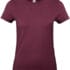 Bordeaux kortærmet t-shirt, med rund halsudskæring, vinkelret placeret mod en hvid baggrund.