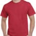 En person iklædt en enkel, rød T-shirt står med hænderne i lommerne, der ses fra taljen og op. Den omgivende baggrund er neutral og udefineret.