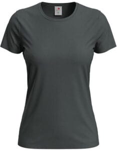 En mørkegrøn T-shirt ligger fladt med en rund halsudskæring og korte ærmer. T-shirten har et enkelt og minimalistisk design med et label i nakken.