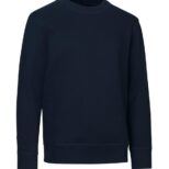 En sort sweatshirt med lange ærmer og rund halsudskæring. Den er præsenteret mod en hvid baggrund.