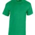 Grøn T-shirt, der hænger uden ærmer på en usynlig bøjle, placeret mod en hvid baggrund. Trøjen ser ny og ubenyttet ud.