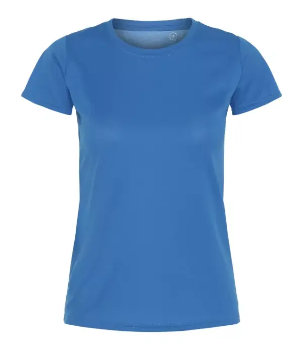 000250_Royal_73_front.jpg En blå T-shirt vises uden tekst eller grafik, hænger jævnt og fladt mod en neutral hvid baggrund.