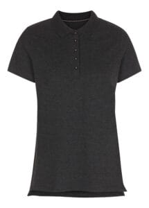 Sort T-shirt med korte ærmer, set forfra. Den har en rund halsudskæring og ser ud til at være fremstillet i et glat stof. Baggrunden er hvid og neutral.