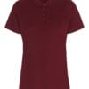 Bordeaux kortærmet polo med knaplukning, præsenteret mod en hvid baggrund, viser en klassisk og enkel stil uden yderligere udsmykninger eller tekst.