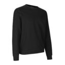 En sort sweatshirt med lange ærmer og rund halsudskæring, præsenteret mod en enkel, hvid baggrund.