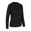 En sort, langærmet sweatshirt med rund hals, står mod en hvid baggrund. Sweatshirten har et simpelt og ensfarvet design uden synlige logoer eller mønstre.