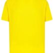 En ensfarvet gul T-shirt vises centreret mod en hvid baggrund. T-shirten er foldet symmetrisk med korte ærmer og rund halsudskæring.