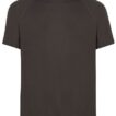 Kortærmet mørkegrøn T-shirt, vises på en hvid baggrund. Trøjen har raglanærmer og er enkel i design uden mønstre eller tekster.