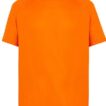 En kortærmet, ensfarvet orange T-shirt er afbildet på en hvid baggrund. Trøjen har en rund halsudskæring og fremstår uden nogen form for tekst eller grafik.