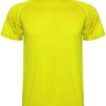 Lys gul kortærmet T-shirt vises på hvid baggrund.