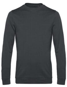 En mørkegrå sweatshirt med lange ærmer ligger fladt mod en hvid baggrund. Sweatshirten har en simpel design uden logoer eller mønstre.