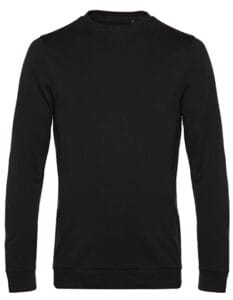 En sort langærmet sweatshirt, hænger fladt mod en hvid baggrund. Trøjen har en rund halsudskæring og ribstrikkede ærmekanter, uden synlige logoer eller mønstre.