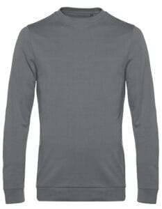 Grå sweatshirt med lange ærmer og rund hals, præsenteret på en neutral, hvid baggrund. Trøjen har enkle manchetter og ribkant ved bunden.