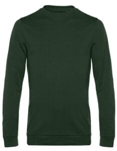 Grøn sweatshirt med lange ærmer og rund hals, vises i en neutral baggrund uden mærkbar tekstur eller objekter i omgivelserne.