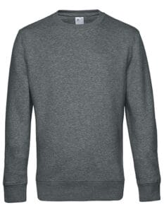 En grå sweatshirt med rund hals og lange ærmer, udstillet mod en hvid baggrund. Den har ribstrikkede manchetter og kant nederst.
