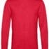 En rød sweater med lange ærmer og rund hals er vist på en simpel, hvid baggrund uden tekst.