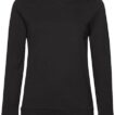 En sort sweatshirt med lange ærmer og rund halsudskæring ligger fladt mod en hvid baggrund. Der er ingen tekst.