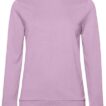 Lyserød sweatshirt med lange ærmer og rund halsudskæring, placeret i et neutralt hvidt rum.