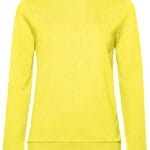 Gul sweatshirt med lange ærmer og rund halsudskæring. Ingen tekst eller markeringer.
