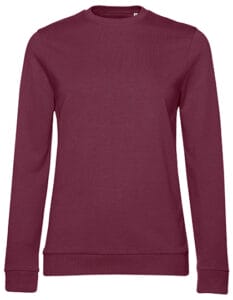 Bordeaux sweatshirt med rund hals, lange ærmer og ribkanter, placeret mod en hvid baggrund.