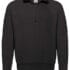 Sort sweatshirt med lynlås i kraven, placeret mod en hvid baggrund. Fra logoet kan man læse teksten "Fruit of the Loom".