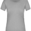 Grå T-shirt, uden mønster eller print, er præsenteret på en simpel hvid baggrund. Tekst indeni: "necksTEX SLIM" og "MADE IN TURKEY".