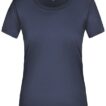 Mørkeblå T-shirt ligger fladt mod en hvid baggrund. Den har korte ærmer og en rund halsudskæring. Tekst inde i kraven: "Pro Control Impact Jersey, Ladies, CRAFT."